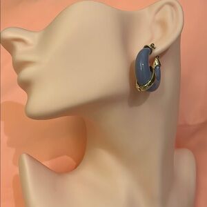 Periwinkle and Gold Hoop Earrings